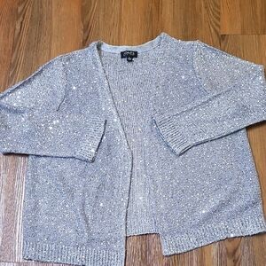 Jones New York Silver Sequin Cardigan